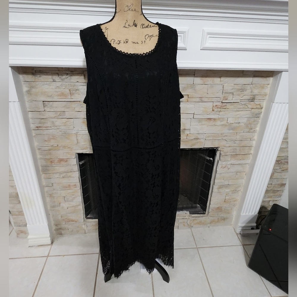 Isaac Mizrahi Live black crocheted lace party maxi dress size 3X